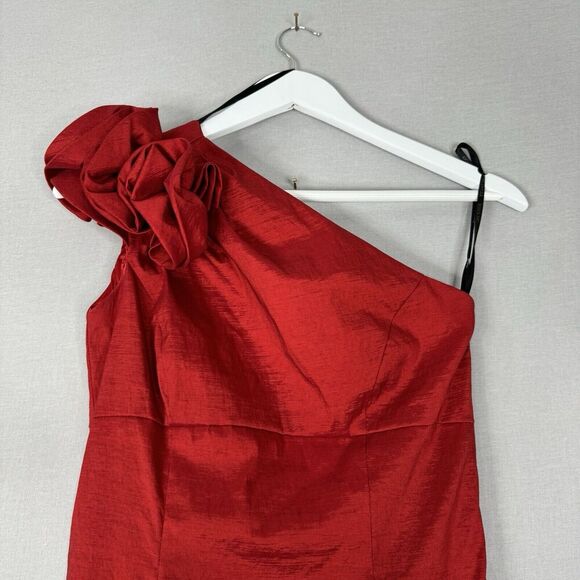 Vintage Jessica McClintock Womens Dress 8 Ruffle One Shoulder Holiday Gown Gala - Picture 2 of 13